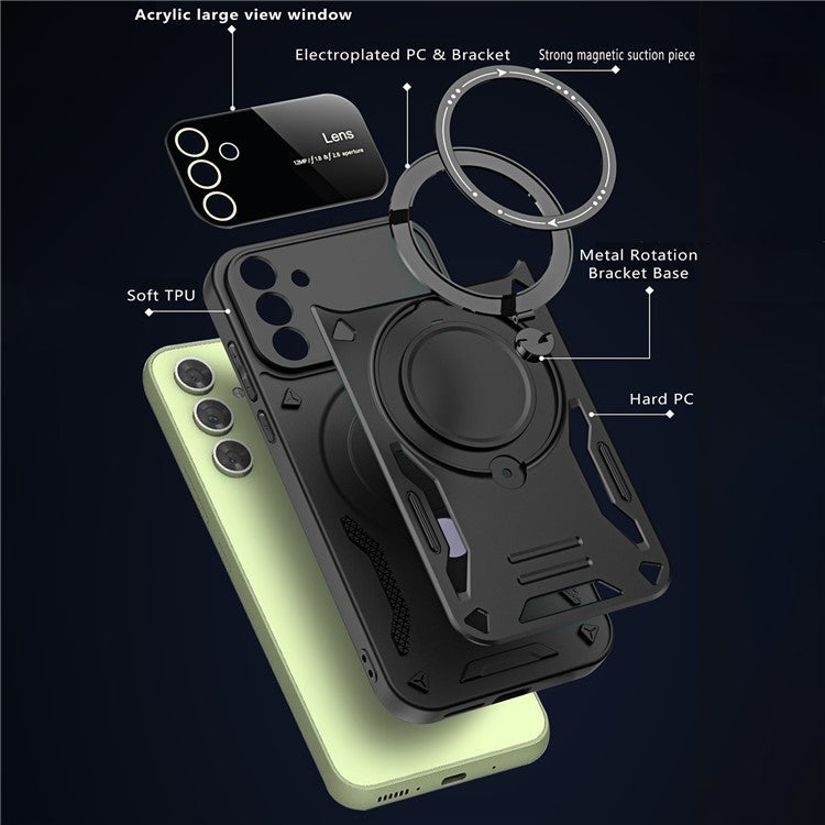 For Samsung Galaxy A55 5G Case Compatible with MagSafe PC+TPU Kickstand Phone Cover - Purple