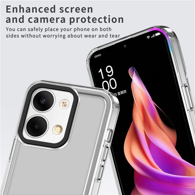PC+TPU Case for Oppo Reno9 5G / Reno9 Pro 5G Cover Shockproof Phone Shell - Transparent Purple
