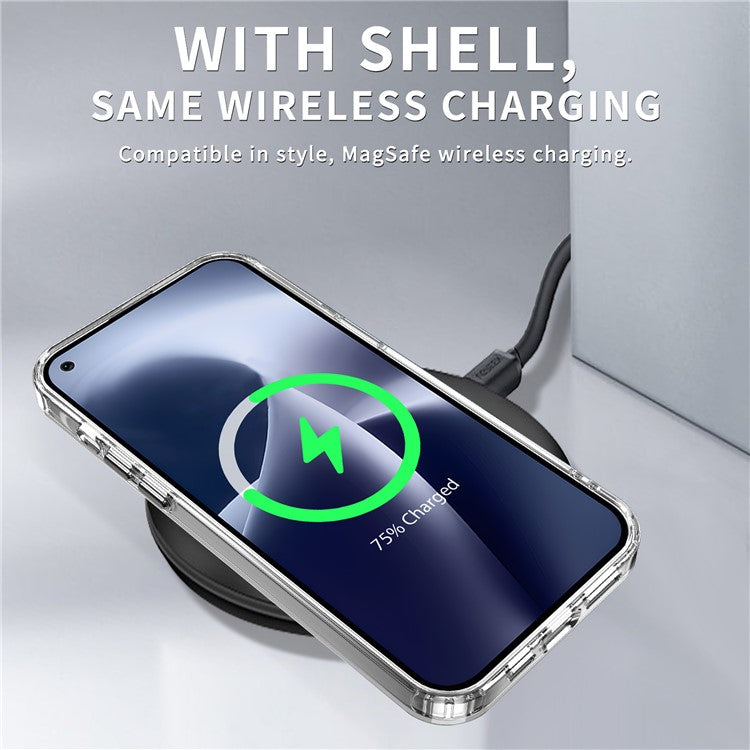 For OnePlus Nord 2T 5G Clear Case PC+TPU Phone Protective Shell Support Wireless Charging - Transparent