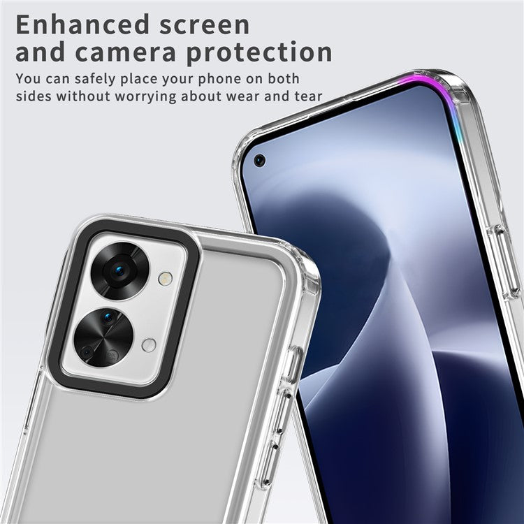 For OnePlus Nord 2T 5G Clear Case PC+TPU Phone Protective Shell Support Wireless Charging - Transparent