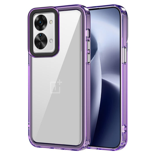 For OnePlus Nord 2T 5G Clear Case PC+TPU Phone Protective Shell Support Wireless Charging - Transparent Purple