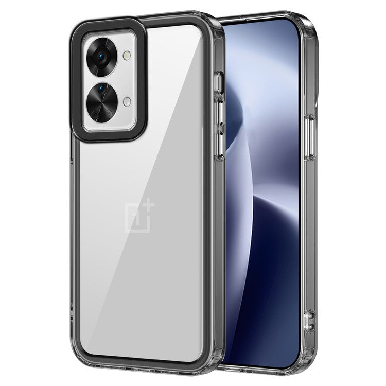 For OnePlus Nord 2T 5G Clear Case PC+TPU Phone Protective Shell Support Wireless Charging - Transparent Black