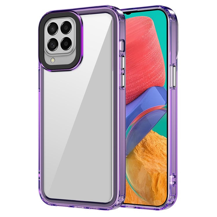 For Samsung Galaxy M33 5G (Global Version) Phone Case PC+TPU Transparent Cover - Transparent Purple