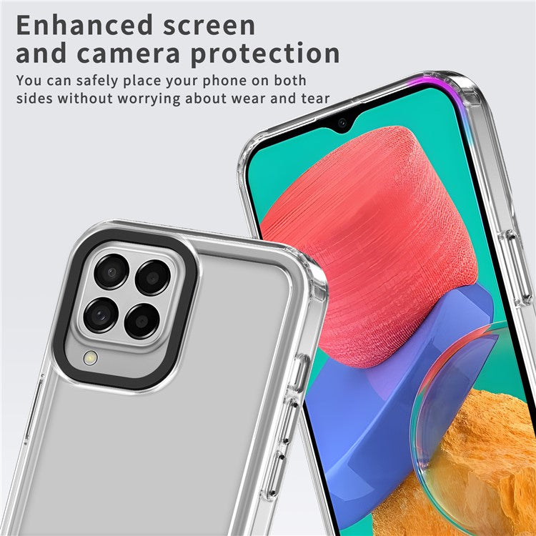 For Samsung Galaxy M33 5G (Global Version) Phone Case PC+TPU Transparent Cover - Transparent Purple