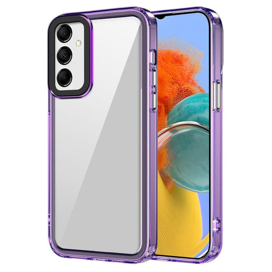 For Samsung Galaxy M14 5G / F14 5G Case Four Corner Protection PC+TPU Phone Cover - Transparent Purple