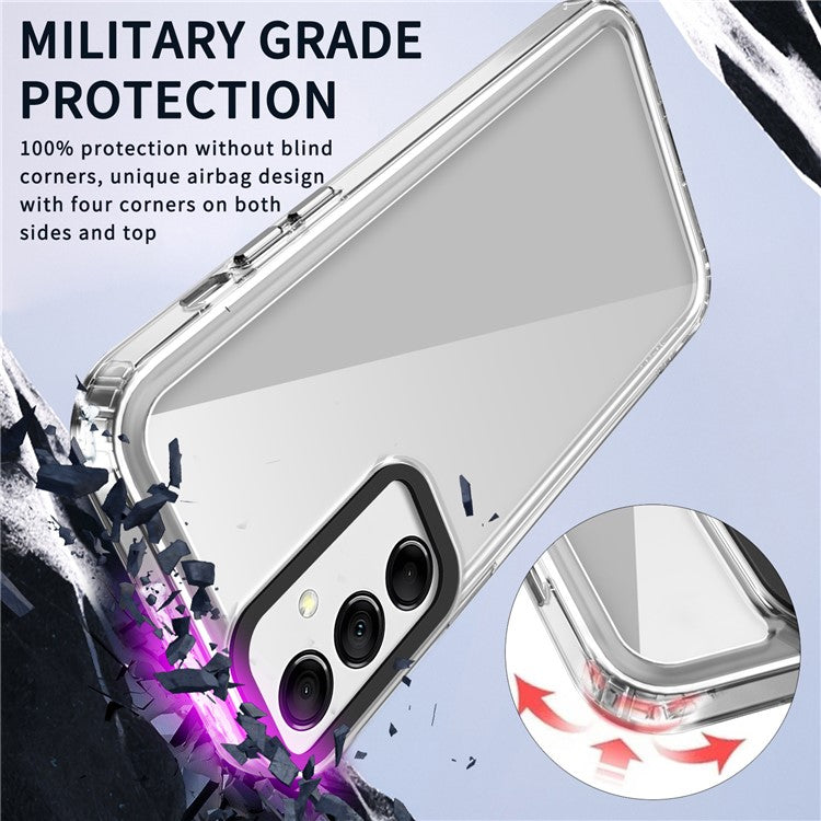 For Samsung Galaxy M14 5G / F14 5G Case Four Corner Protection PC+TPU Phone Cover - Transparent Purple
