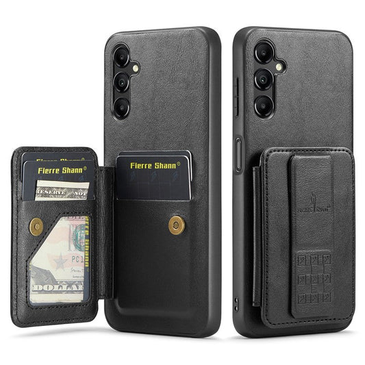 For Samsung Galaxy A35 5G RFID Blocking Case Cowhide Texture Leather+TPU Phone Cover - Black