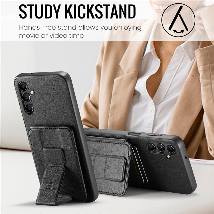 For Samsung Galaxy A35 5G RFID Blocking Case Cowhide Texture Leather+TPU Phone Cover - Black