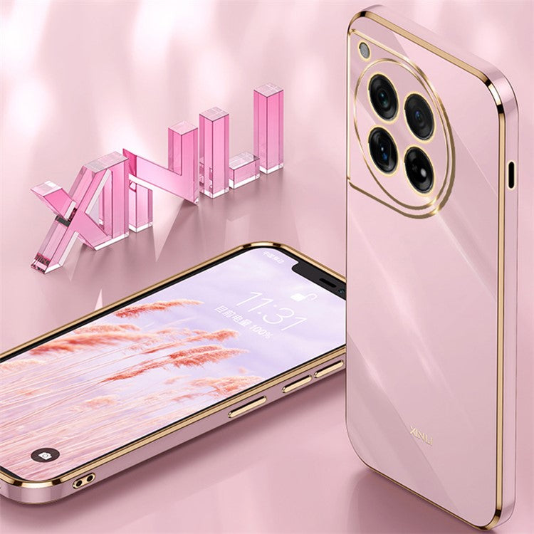 XINLI For OnePlus 12 5G Case Electroplating TPU Phone Cover Precise Lens Protection - Black