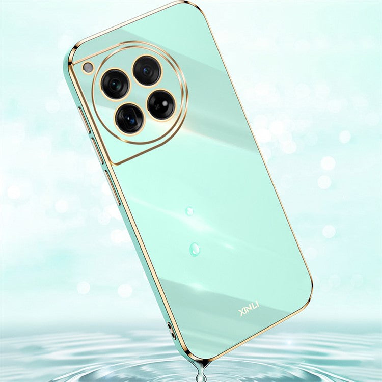 XINLI For OnePlus 12 5G Case Electroplating TPU Phone Cover Precise Lens Protection - Black