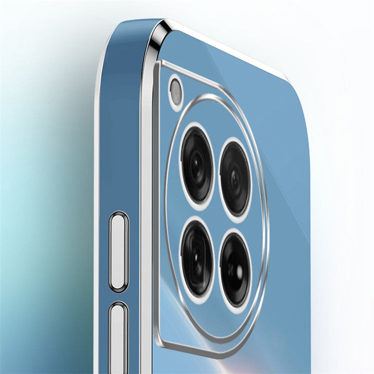 XINLI For OnePlus 12 5G Case Electroplaing TPU Cover with Ring Kickstand - Cyan