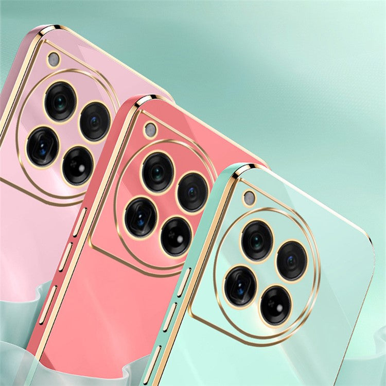 XINLI For OnePlus 12 5G Case Electroplaing TPU Cover with Ring Kickstand - Cyan