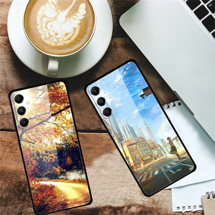 For Samsung Galaxy A05s 4G Case PC+Tempered Glass+TPU Pattern Printing Phone Cover - Ice and Fire Guitar