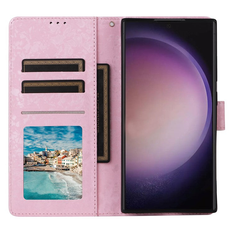 For Samsung Galaxy S24 Ultra Lacquered Flower Leather Phone Wallet Cover - Flower