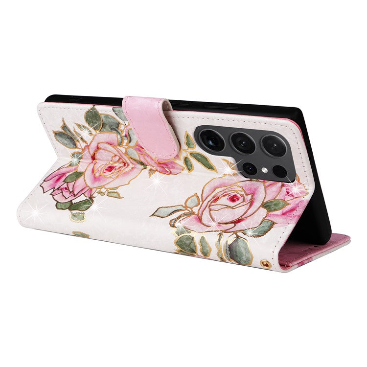 For Samsung Galaxy S24 Ultra Lacquered Flower Leather Phone Wallet Cover - Flower