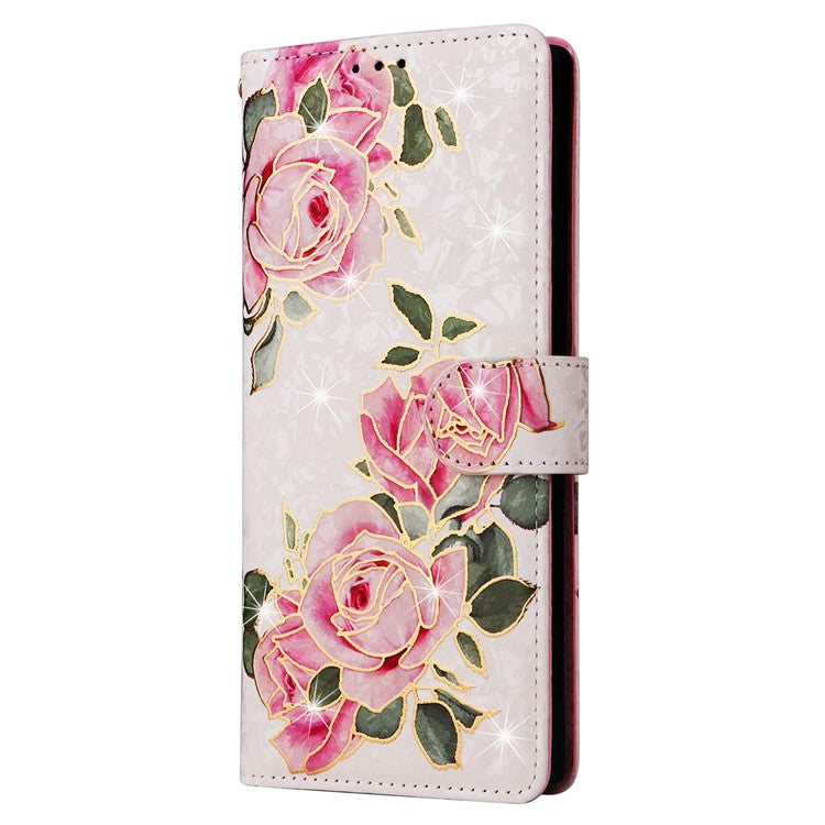 For Samsung Galaxy S24 Ultra Lacquered Flower Leather Phone Wallet Cover - Flower