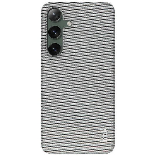 IMAK Ruiyi Series for Samsung Galaxy S24 Case Leather+PC Cloth Texture Shockproof Phone Cover - Light Grey