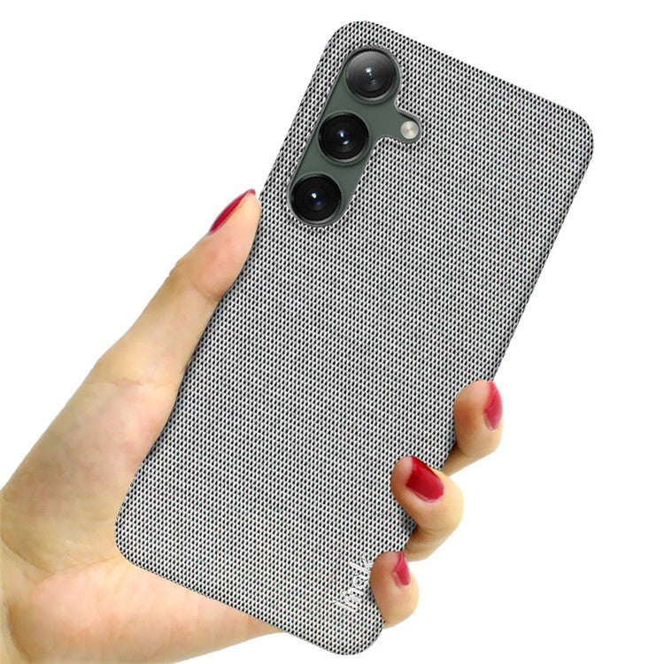 IMAK Ruiyi Series for Samsung Galaxy S24 Case Leather+PC Cloth Texture Shockproof Phone Cover - Light Grey