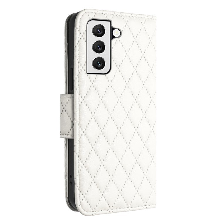YB Imprinting Series-8 for Samsung Galaxy S23 Leather Case Anti-Dorp Phone Cover with 7 Card Slots - White
