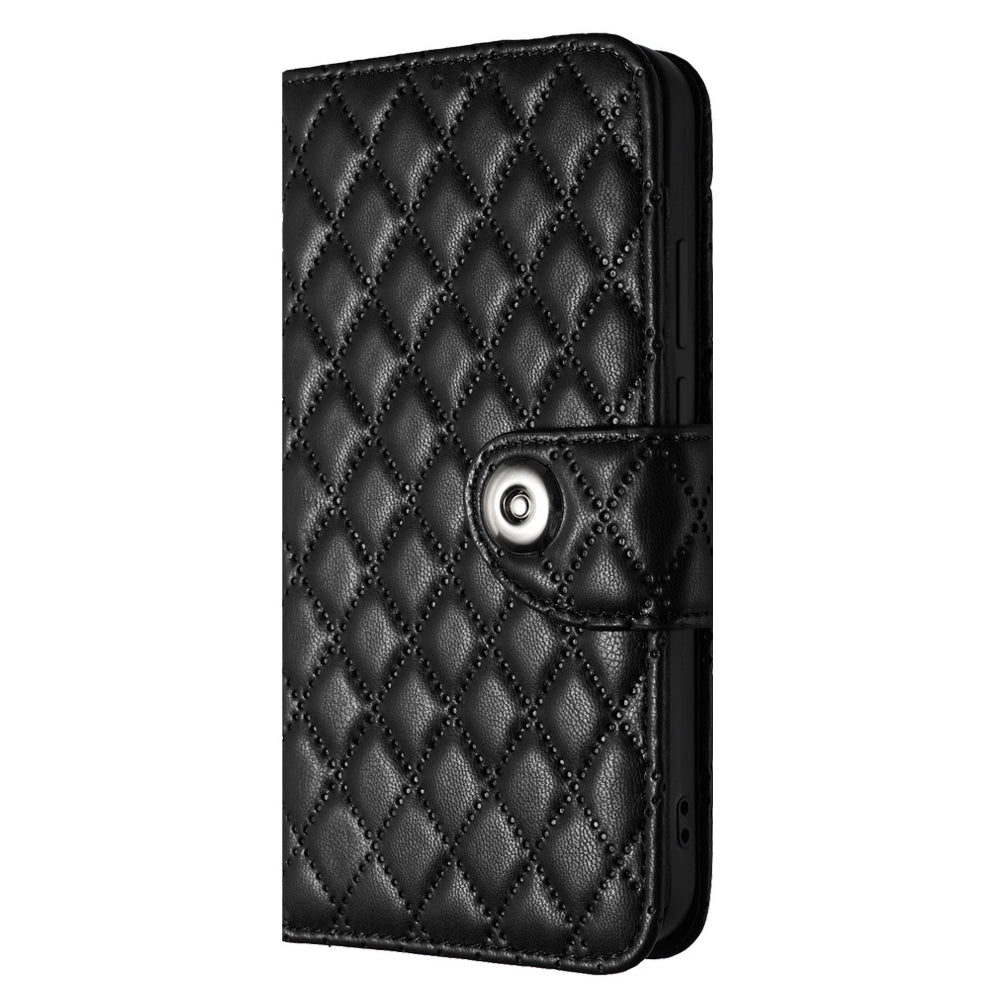 YB Imprinting Series-8 for Samsung Galaxy S20 FE 4G / FE 5G / S20 Lite / S20 FE 2022 Leather Case with Hand Strap - Black