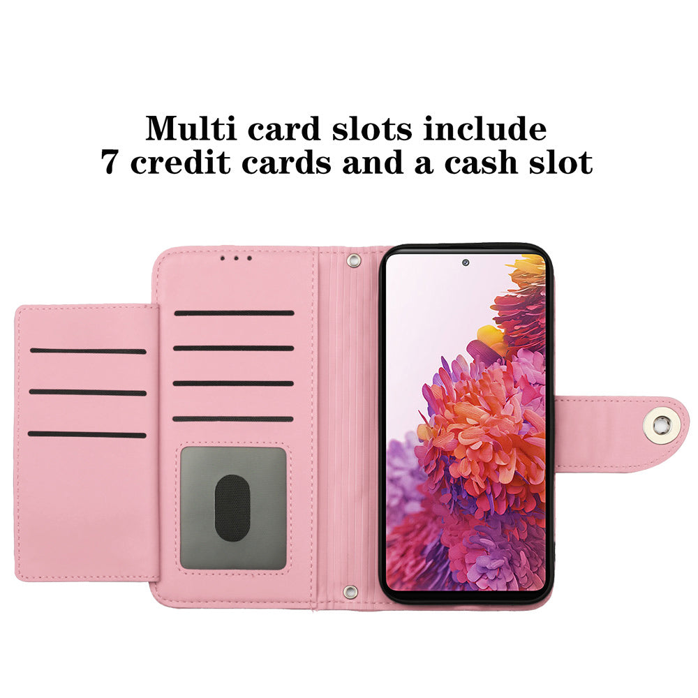 YB Imprinting Series-8 for Samsung Galaxy S20 FE 4G / FE 5G / S20 Lite / S20 FE 2022 Leather Case with Hand Strap - Pink