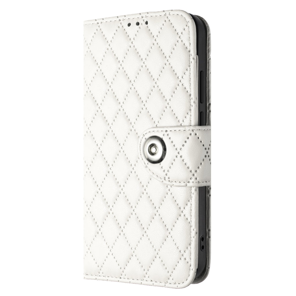 YB Imprinting Series-8 for Samsung Galaxy S20 FE 4G / FE 5G / S20 Lite / S20 FE 2022 Leather Case with Hand Strap - White