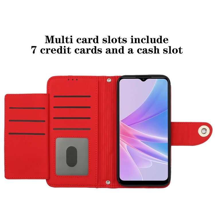 YB Imprinting Series-8 for Oppo A78 5G / A58 5G Magnetic Case Rhombus Leather Phone Stand Cover - Red