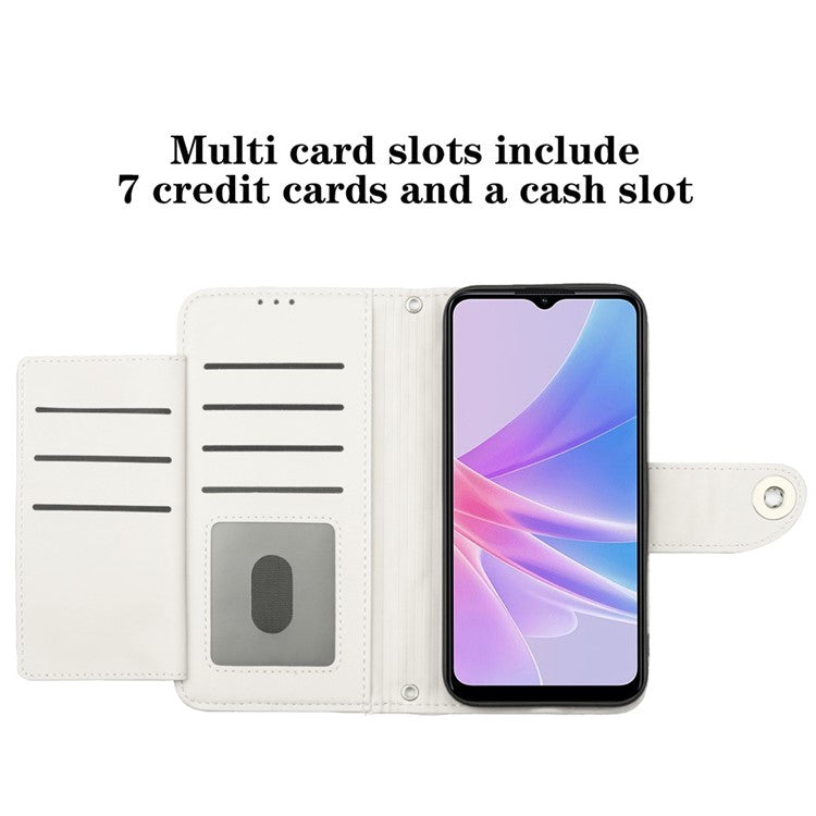 YB Imprinting Series-8 for Oppo A78 5G / A58 5G Magnetic Case Rhombus Leather Phone Stand Cover - White
