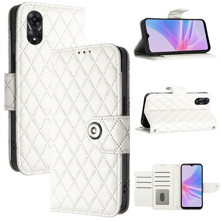 YB Imprinting Series-8 for Oppo A78 5G / A58 5G Magnetic Case Rhombus Leather Phone Stand Cover - White