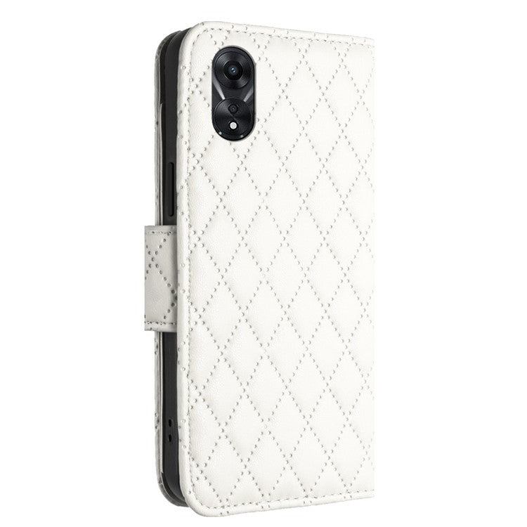 YB Imprinting Series-8 for Oppo A78 5G / A58 5G Magnetic Case Rhombus Leather Phone Stand Cover - White