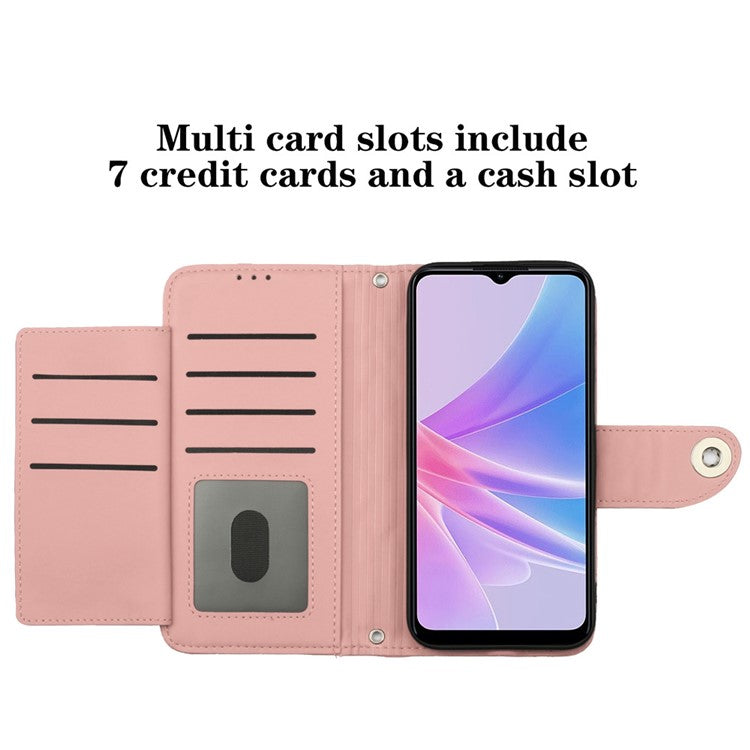 YB Imprinting Series-8 for Oppo A78 5G / A58 5G Magnetic Case Rhombus Leather Phone Stand Cover - Coral