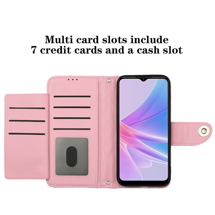 YB Imprinting Series-8 for Oppo A78 5G / A58 5G Magnetic Case Rhombus Leather Phone Stand Cover - Pink