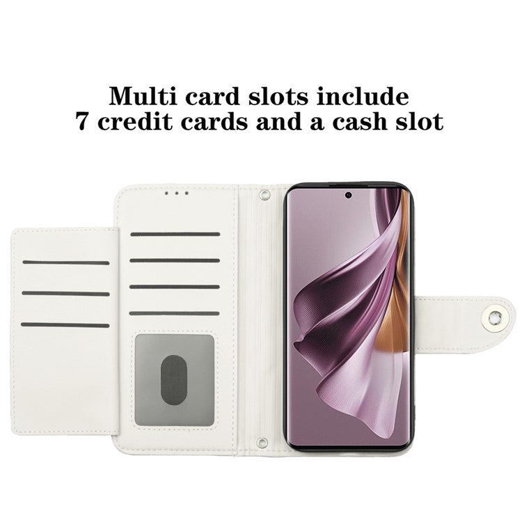 YB Imprinting Series-8 for Oppo Reno10 Pro 5G (Global) / Reno10 5G (Global) Case Wallet Rhombus Pattern Cover - White