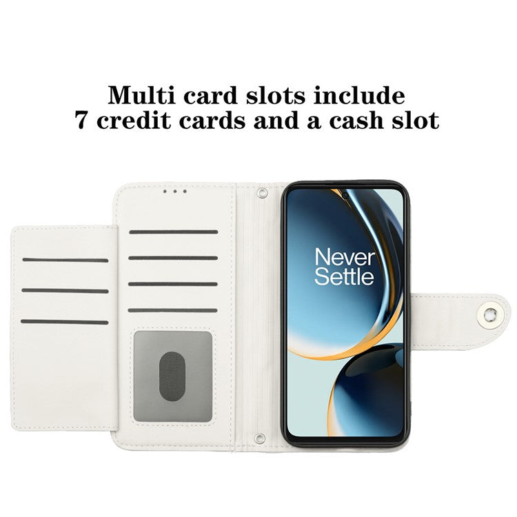 YB Imprinting Series-8 for OnePlus Nord CE 3 Lite 5G / Nord N30 5G / Oppo K11x 5G Leather Case Wallet Cover - White