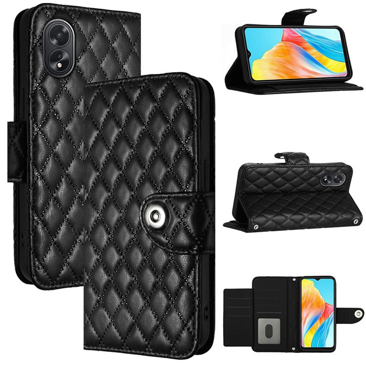 YB Imprinting Series-8 for Oppo A38 4G / A18 4G Case with 7 Card Slots Leather Wallet Phone Cover - Black