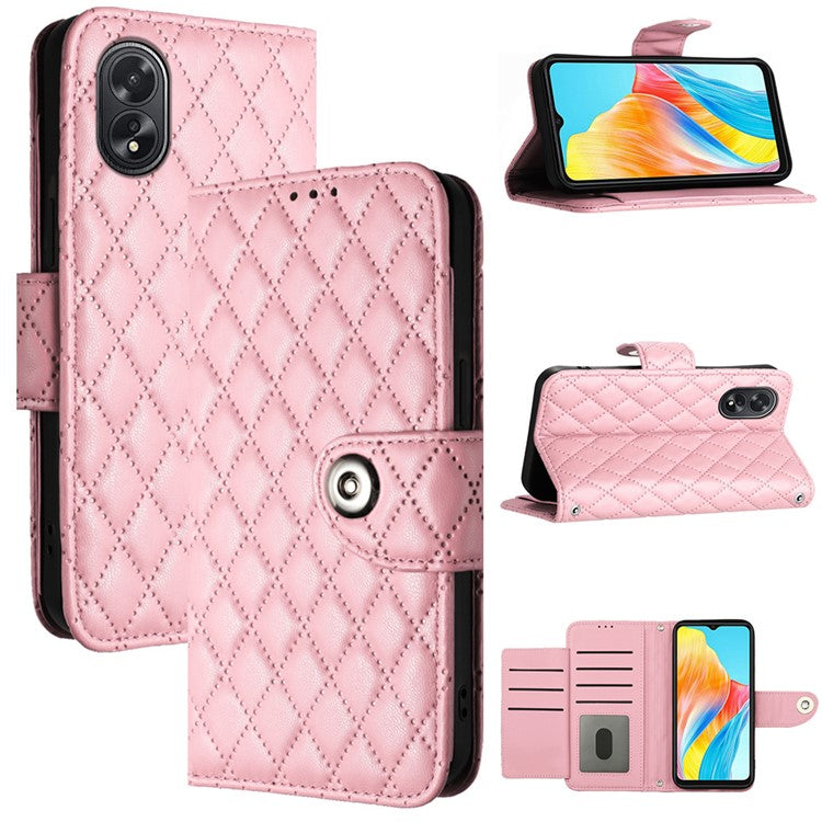 YB Imprinting Series-8 for Oppo A38 4G / A18 4G Case with 7 Card Slots Leather Wallet Phone Cover - Pink