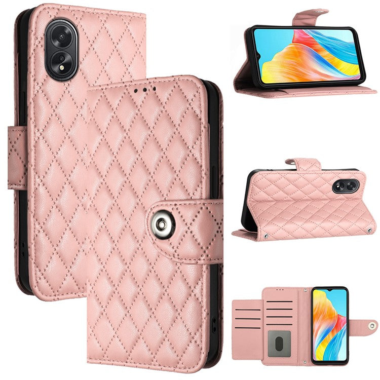 YB Imprinting Series-8 for Oppo A38 4G / A18 4G Case with 7 Card Slots Leather Wallet Phone Cover - Coral