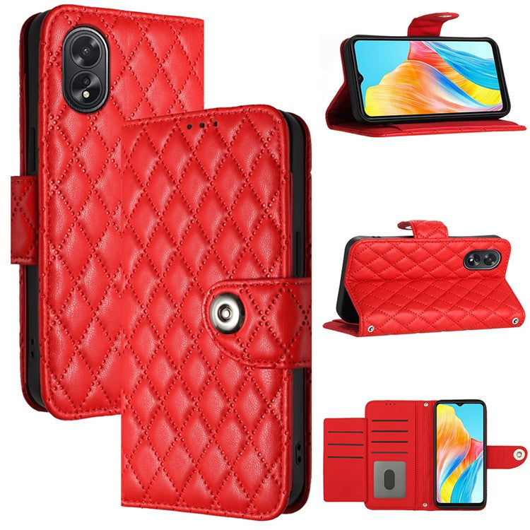 YB Imprinting Series-8 for Oppo A38 4G / A18 4G Case with 7 Card Slots Leather Wallet Phone Cover - Red