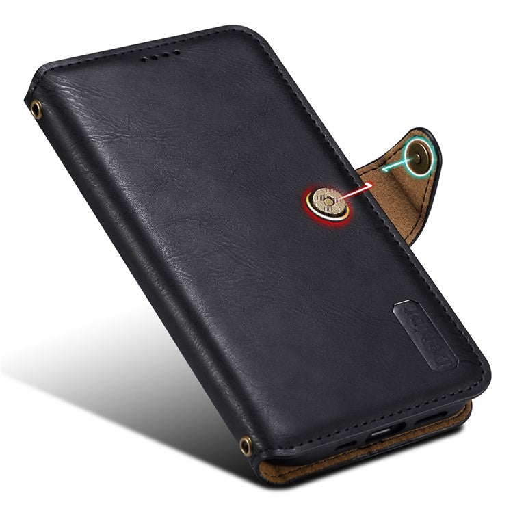 DENIOR For Samsung Galaxy A51 4G SM-A515 Case Leather Phone Cover with Wallet Stand - Black