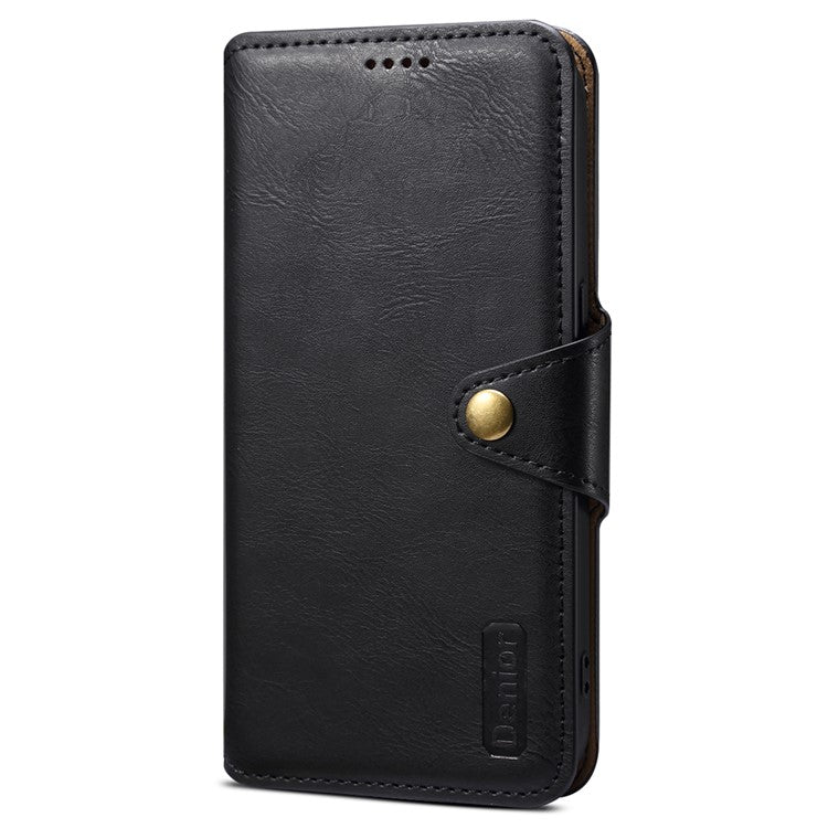 DENIOR For Samsung Galaxy A51 4G SM-A515 Case Leather Phone Cover with Wallet Stand - Black