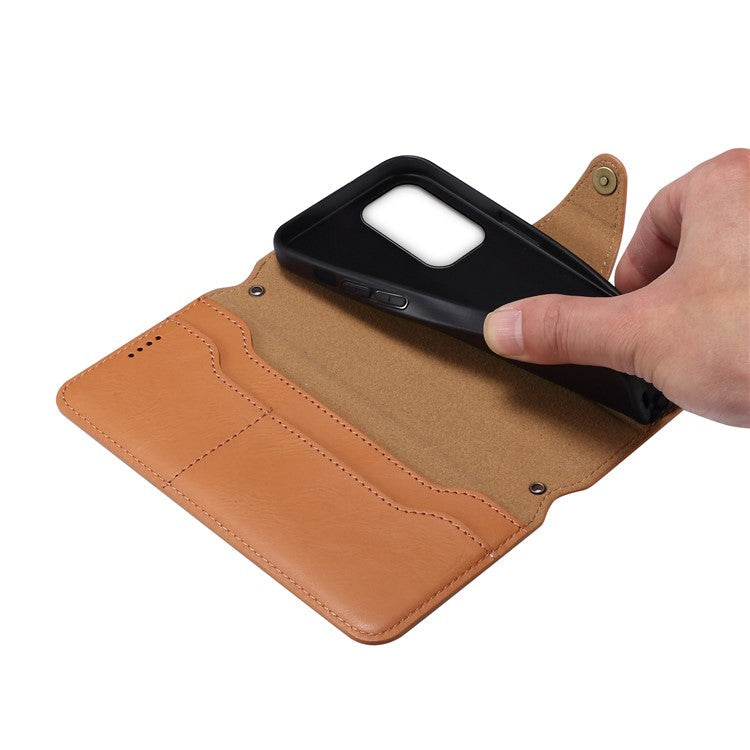 DENIOR For Samsung Galaxy A33 5G Case Wallet PU Leather Drop-proof Phone Cover - Khaki