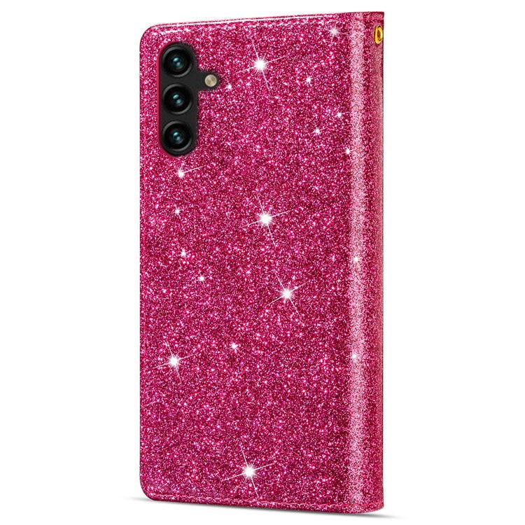 For Samsung Galaxy S23 FE Wallet Case Shiny Glitter Zipper Leather Phone Cover - Rose