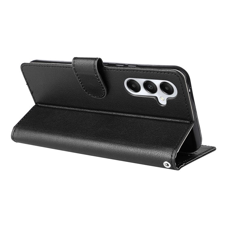 For Samsung Galaxy A24 4G (162.1 x 77.6 x 8.3mm) Magnetic Stand PU Leather Case Wallet Cell Phone Cover - Black