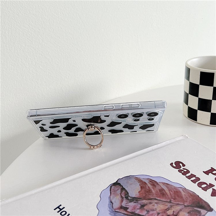 For Samsung Galaxy S23 Ultra Case Ring Kickstand Anti-drop Airbag TPU Cell Phone Cover - Musical Notes