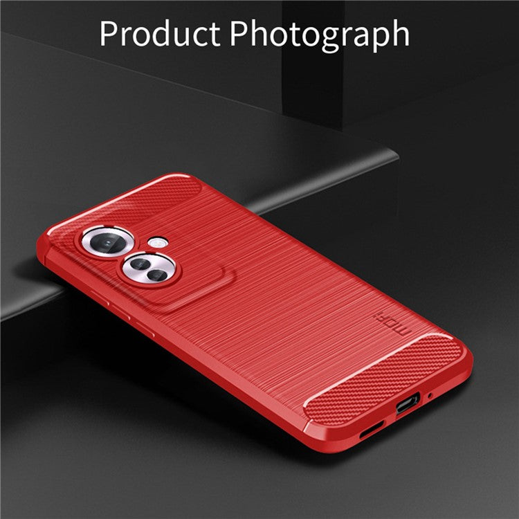 MOFI JK TPU Series-1 For Oppo Reno11 F 5G / F25 Pro 5G Case Brushed TPU Carbon Fiber Design Phone Cover - Red