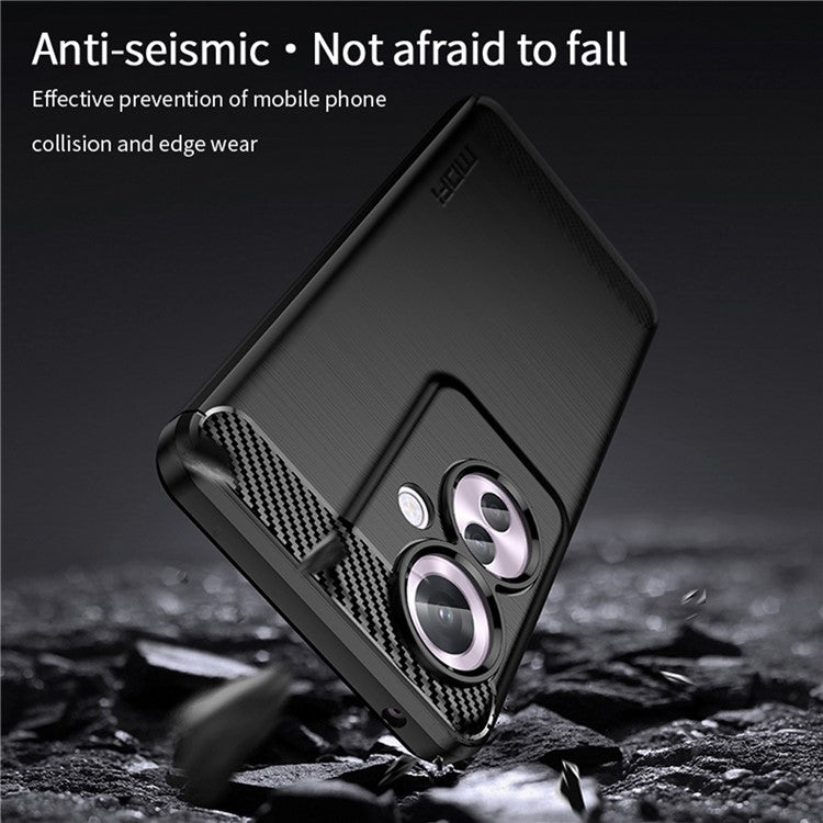 MOFI JK TPU Series-1 For Oppo Reno11 F 5G / F25 Pro 5G Case Brushed TPU Carbon Fiber Design Phone Cover - Red