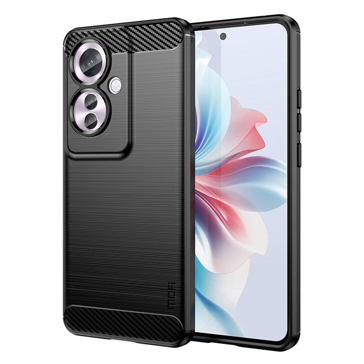 MOFI JK TPU Series-1 For Oppo Reno11 F 5G / F25 Pro 5G Case Brushed TPU Carbon Fiber Design Phone Cover - Black