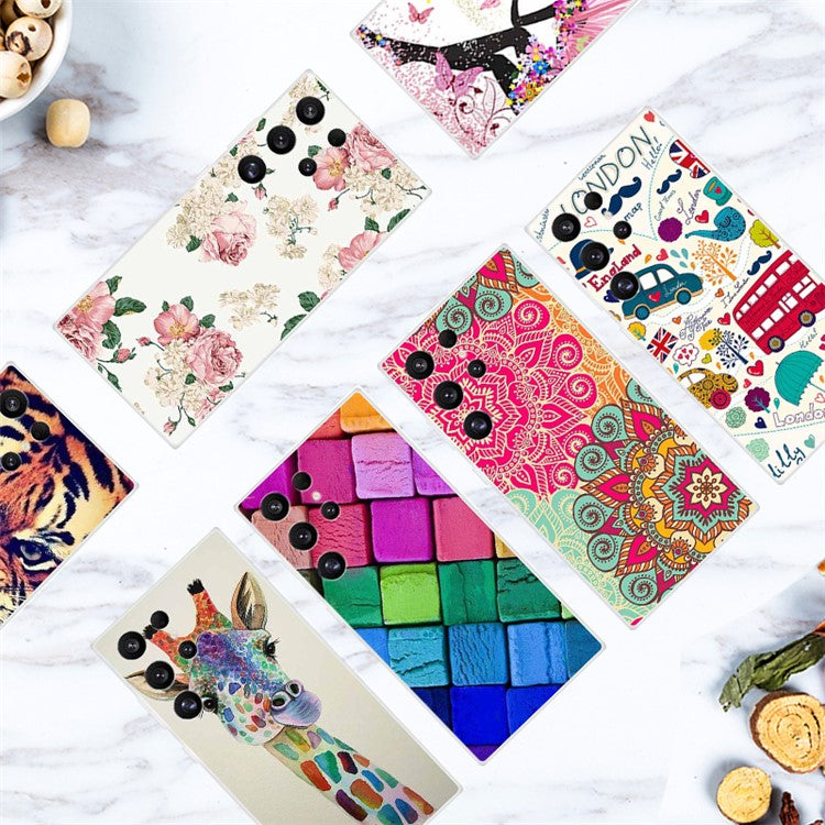 For Samsung Galaxy S24 Ultra Case Soft TPU Pattern Printing Phone Cover - Colorful Block