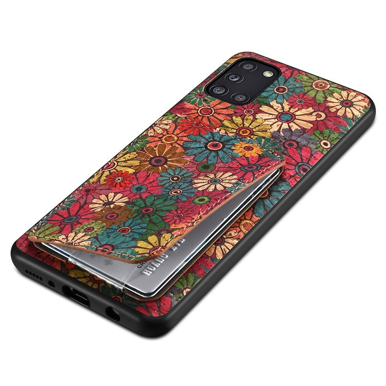 For Samsung Galaxy A31 Cell Phone Case Kickstand Leather Drop Protection Cover - Spring  /  Green