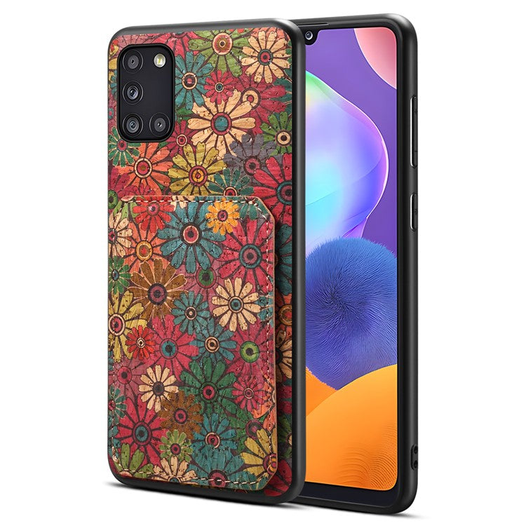 For Samsung Galaxy A31 Cell Phone Case Kickstand Leather Drop Protection Cover - Spring  /  Green
